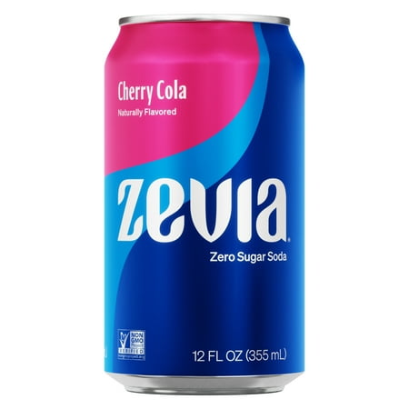 Zevia Zero Sugar, Cherry Cola Soda, 12 Fl Oz (Pack of 24)