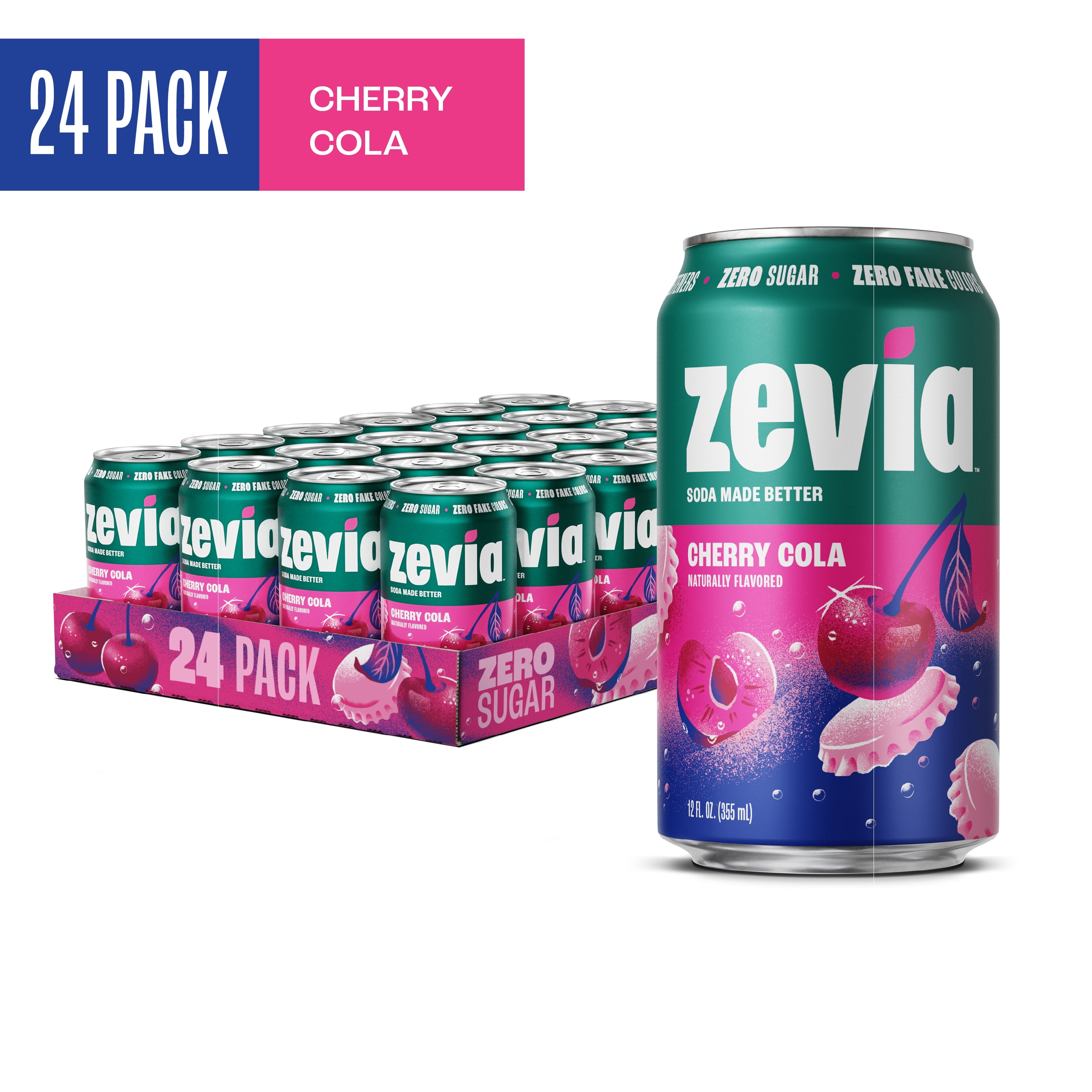 Zevia Cherry Cola Soda, Zero Sugar, Stevia-Sweetened, Non-GMO