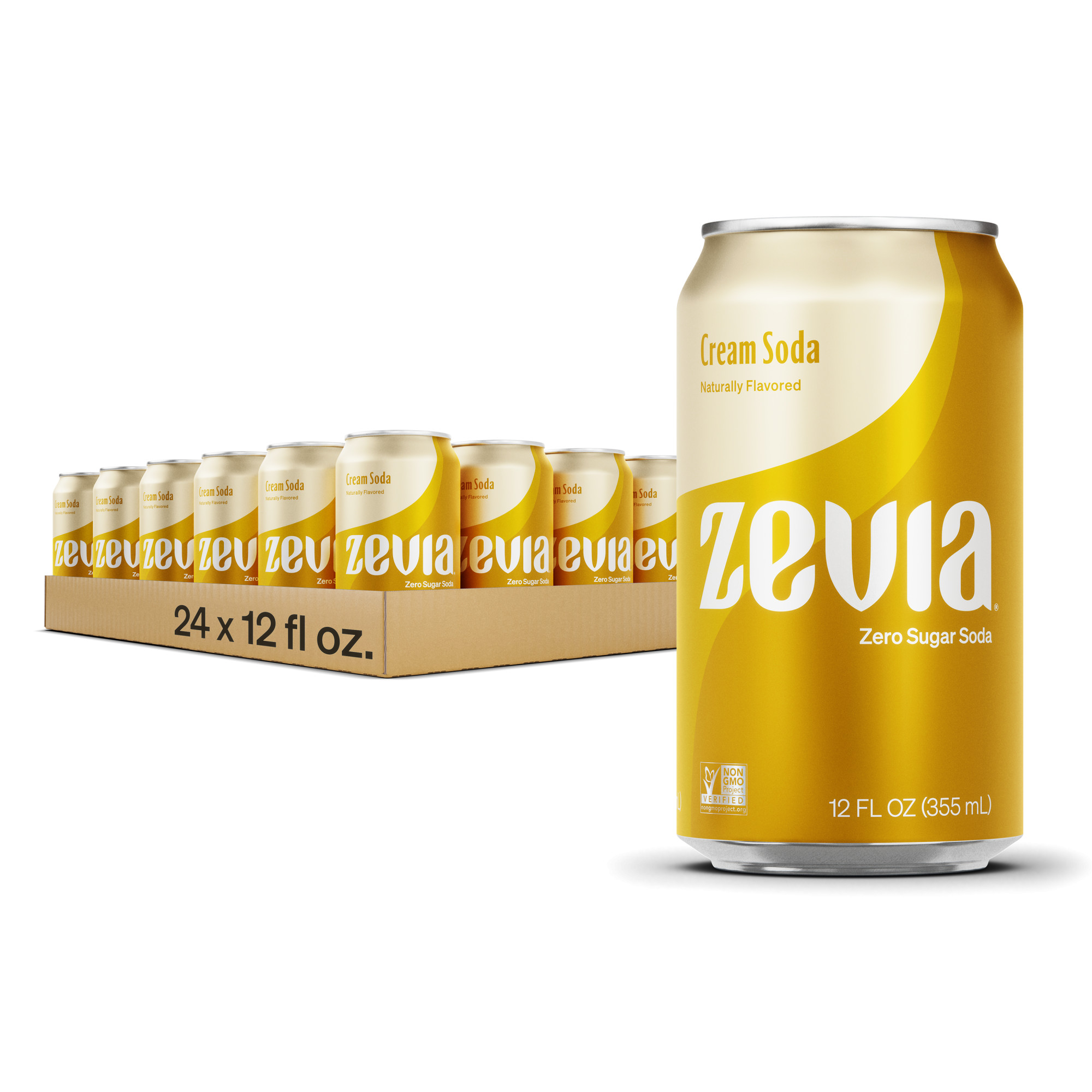 Zevia Zero Sugar, Cream Soda, 12 Fl Oz (Pack of 24)