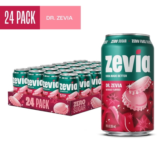 Zevia Zero Sugar, 0 Calorie Dr. Zevia Soda, 12 fl oz (Pack of 24)