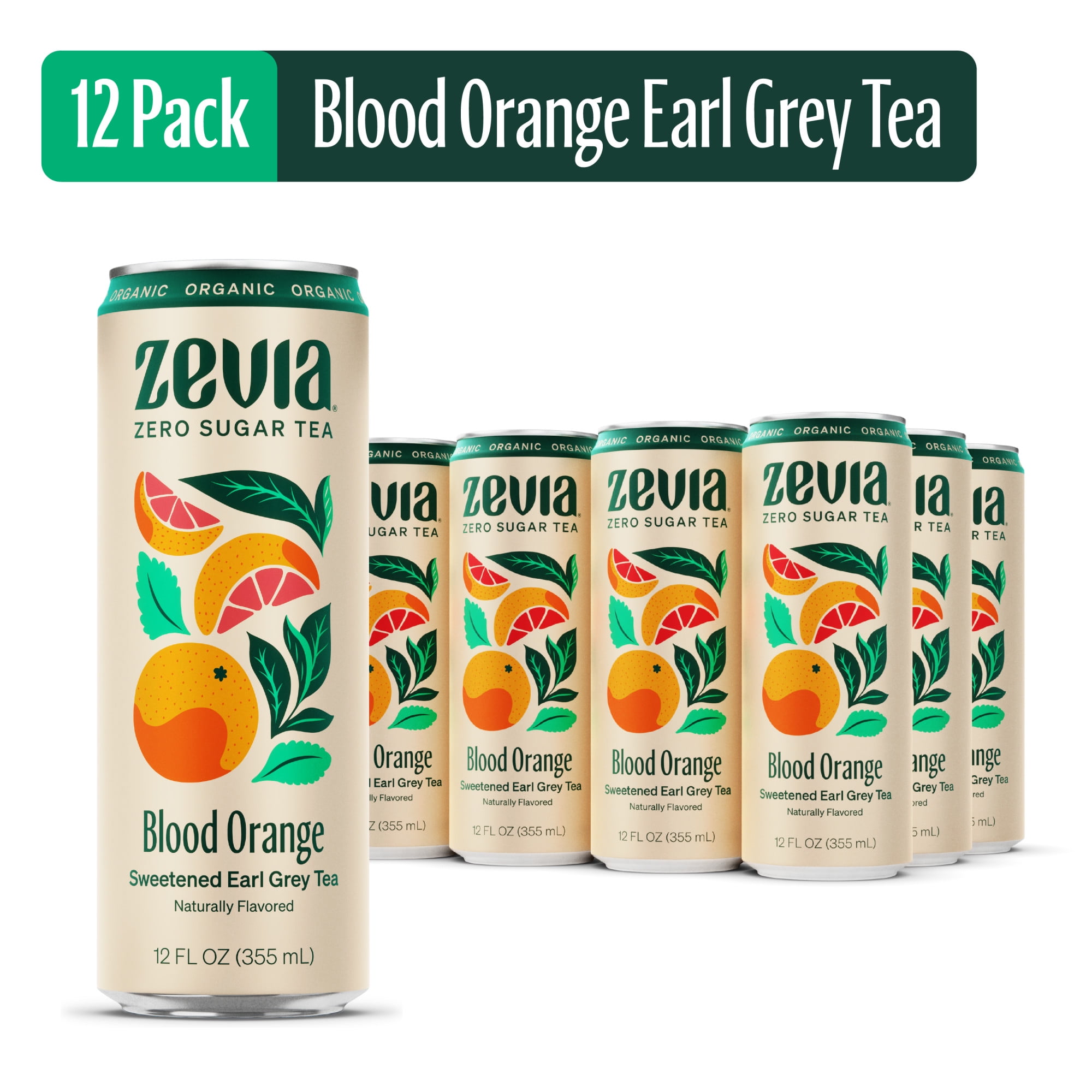 Zevia Zero Sugar, Earl Grey Tea Blood Orange, 12 Fl Oz (Pack of 12