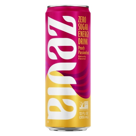 Zevia Zero Sugar Energy Drink Peach Passionfruit, 12 oz, 1 Count