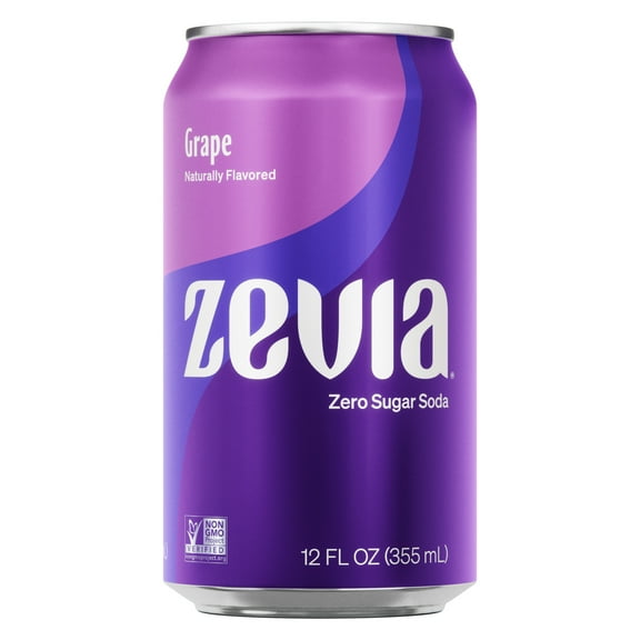 Zevia Zero Sugar, 0 Calorie Grape Soda, 12 fl oz (Pack of 24)