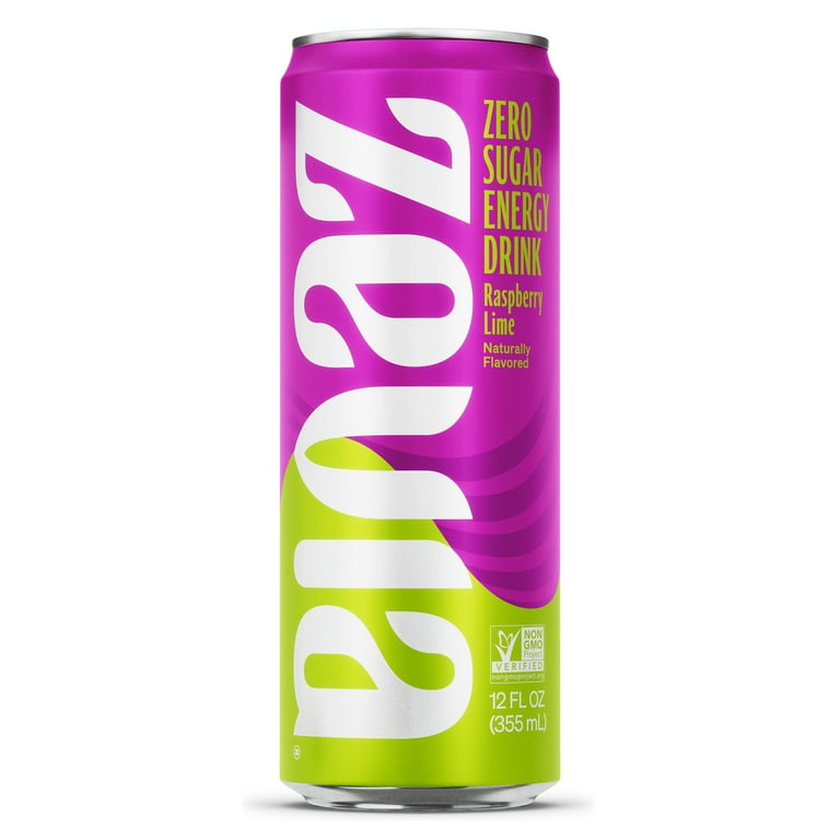 Zevia Zero Sugar, Raspberry Lime Energy Drink, 12 Fl Oz, Stevia