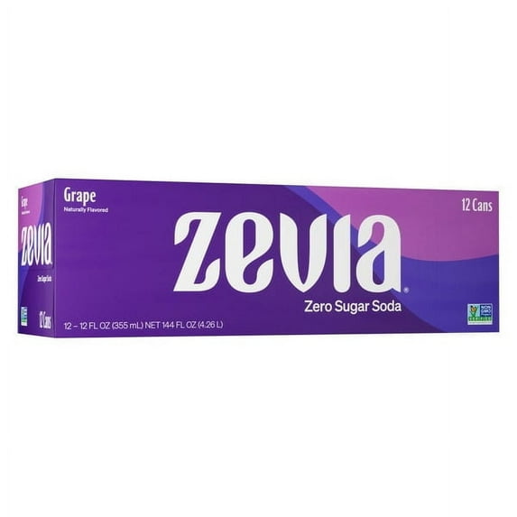 Zevia Zero Sugar Soda, Grape, 12 oz Cans (12-Pack)