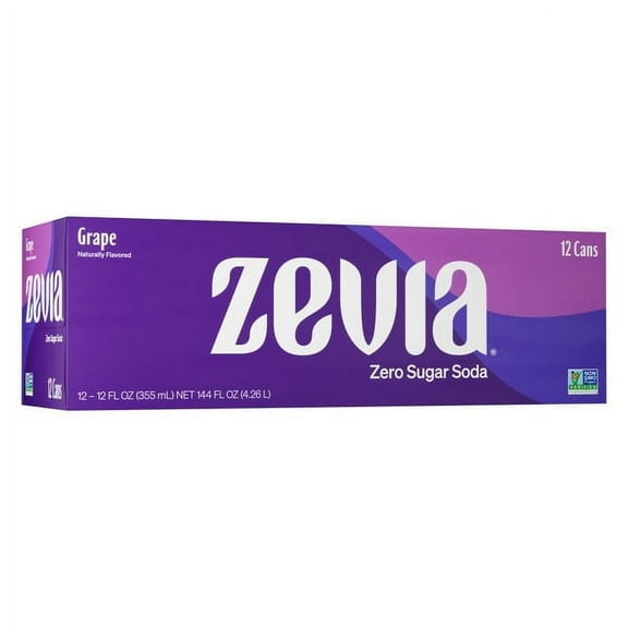 Zevia Zero Sugar Soda, Grape, 12 oz Cans (12-Pack)
