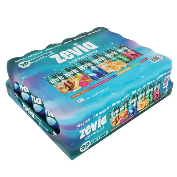 Zevia Zero Sugar Soda Variety Pack, 12 Fluid Ounce (Pack of 30)