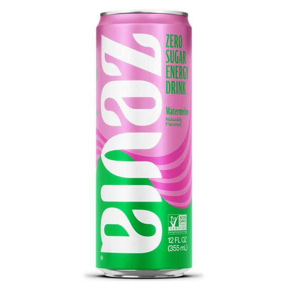 Zevia Zero Sugar, Watermelon Energy Drink, 12 Fl Oz (Pack of 12)