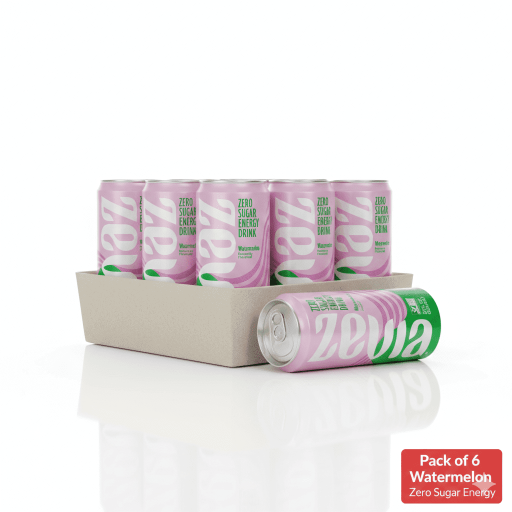 ⚡ Zevia Zero Sugar Watermelon Energy Drink, 12 fl oz Cans – Pack of 6 🍉✨
