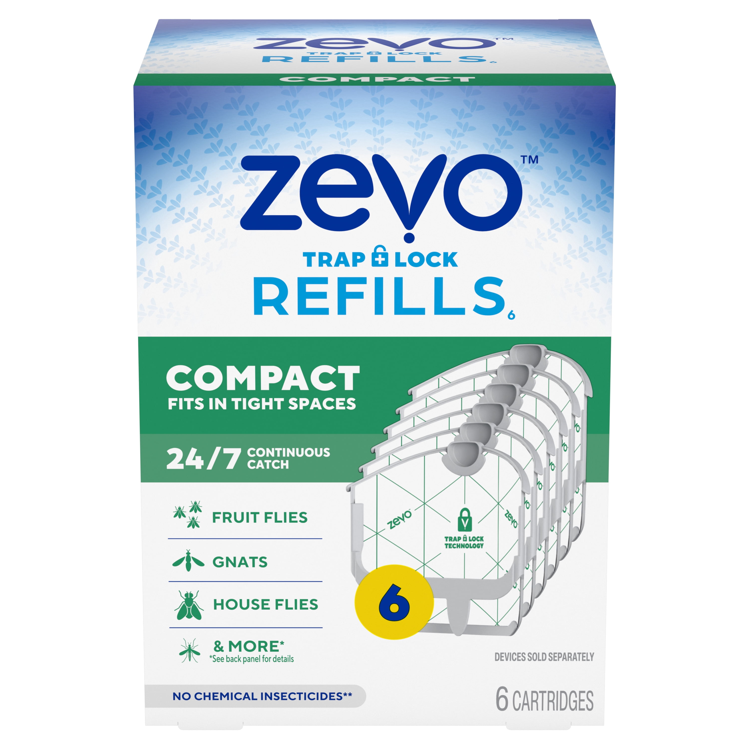 Zevo Compact Flying Insect Trap Refill - 6 Refill Cartridges