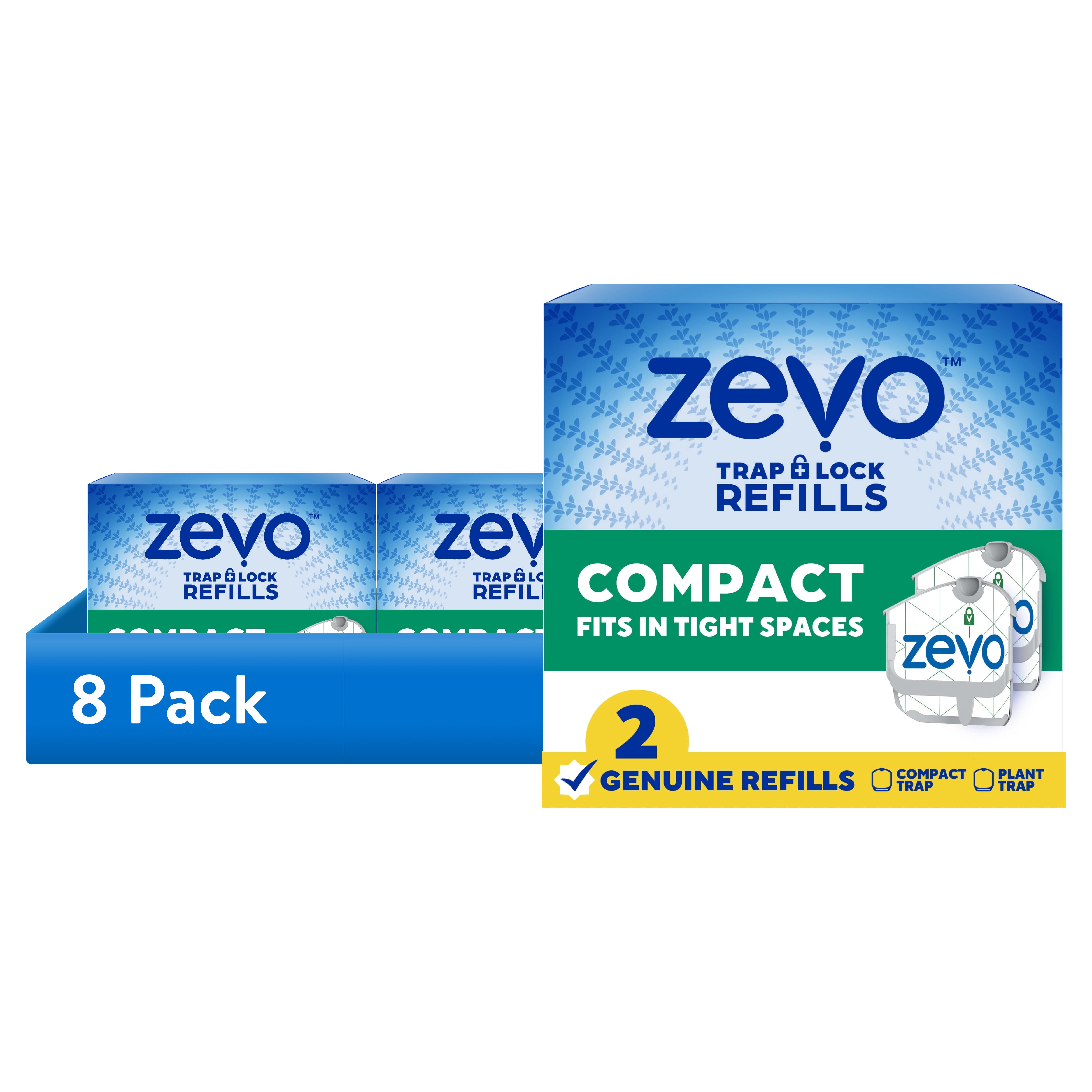 (8 pack) Zevo Compact Flying Insect Trap Refill - 2 Compact Refill Cartridges