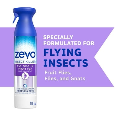 Zevo Flying Insect Killer Spray: Bug Spray for Home Use – Kill Fruit Flies, Gnats, House Flies, Drain Flies, Mosquitoes and Moths - With Rosemary & Cornmint Oil - Indoor & Outdoor Use (10oz Aerosol)