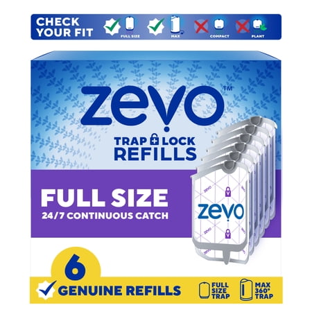 Zevo Full Size Refill: 6 Indoor Light Trap Refill Cartridges Capture House Flies, Fruit Flies, and Gnats (6 Full Size Refill Cartridges)