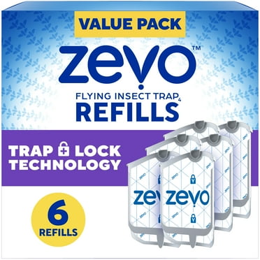 Zevo Flying Insect Trap Refill: 6 Indoor Light Trap Refill Cartridges Capture House Flies, Fruit Flies, and Gnats (6 Refill Cartridges)