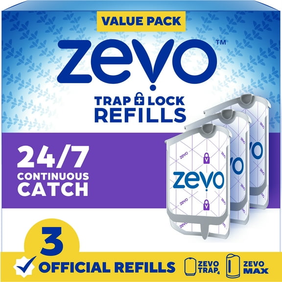 Zevo Flying Insect Trap Refill: 3 Indoor Light Trap Refill Cartridges Capture House Flies, Fruit Flies, and Gnats (3 Refill Cartridges)