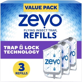 Zevo Full Size Refill: 3 Indoor Light Trap Refill Cartridges Capture House Flies, Fruit Flies, and Gnats (3 Full Size Refill Cartridges)