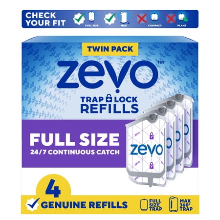 Zevo Full Size Refill: 4 Indoor Light Trap Refill Cartridges Capture House Flies, Fruit Flies, and Gnats (4 Full Size Refill Cartridges)