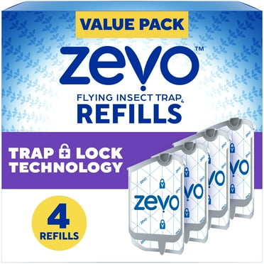 Zevo Flying Insect Trap Refill: 4 Indoor Light Trap Refill Cartridges Capture House Flies, Fruit Flies, and Gnats (4 Refill Cartridges)