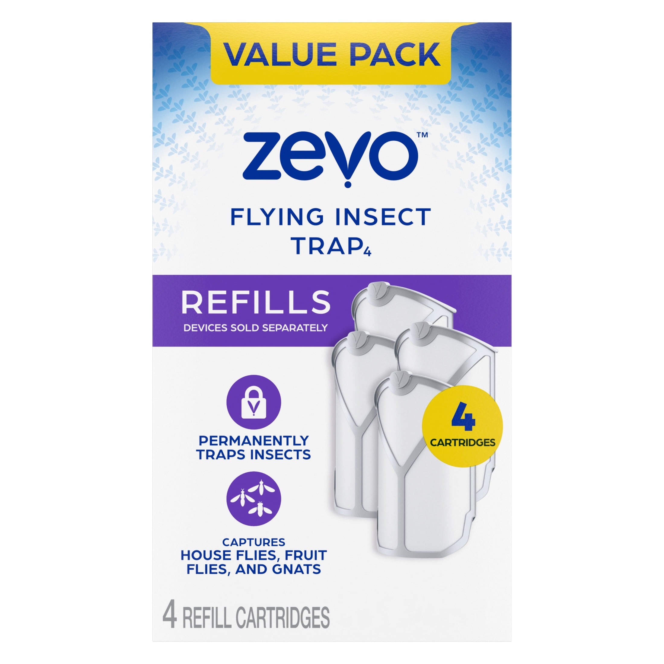 Zevo Fruit Fly Gnat Trap Refills 4 Cartridges for Indoor Use Zevo Fruit Fly Gnat Trap Refills 4 Cartridges for Indoor Use