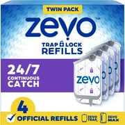 Zevo Flying Insect Trap Refill 4 Indoor Light Trap Refill Cartridges Capture House Flies, Fruit Flies, and Gnats 4 Refill Cartridges