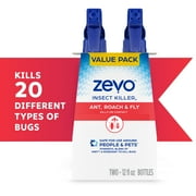 Zevo Multi Insect Killer Spray: Bug Spray for Home Use - Versatile Ant, Fly, Spider, Roach Killer & More - With Rosemary & Cornmint Oil - For Indoor & Outdoor Use – Twin Value Pack (Two 12oz Sprays)
