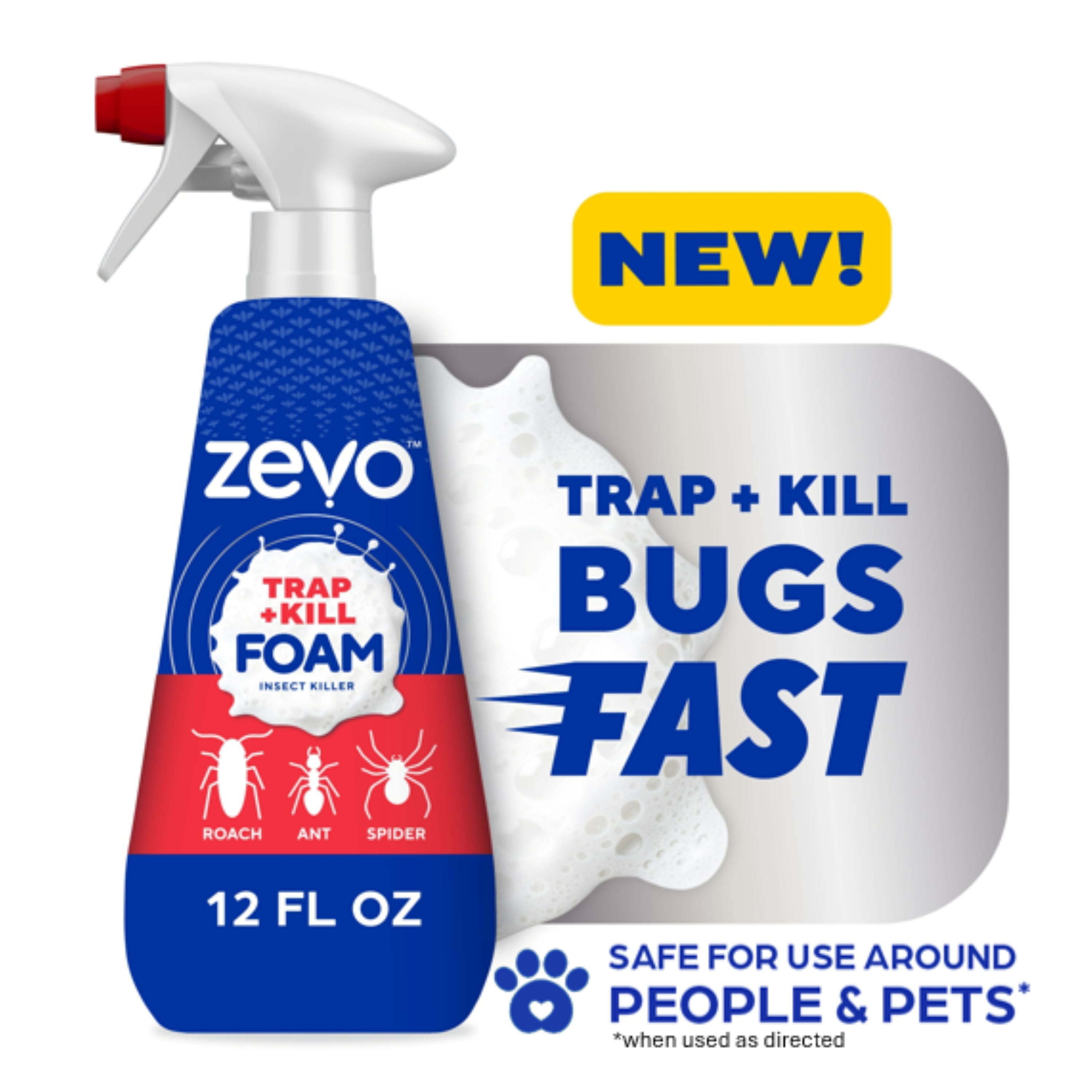 Zevo Trap & Kill Foam Insect Killer for Roaches & Spiders 12 fl oz