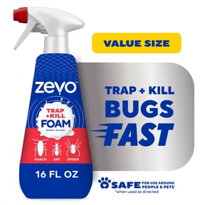 Zevo Roach Killer Trap & Kill Foam Spray for Roaches, Ants & Spiders Value Size 16 fl oz