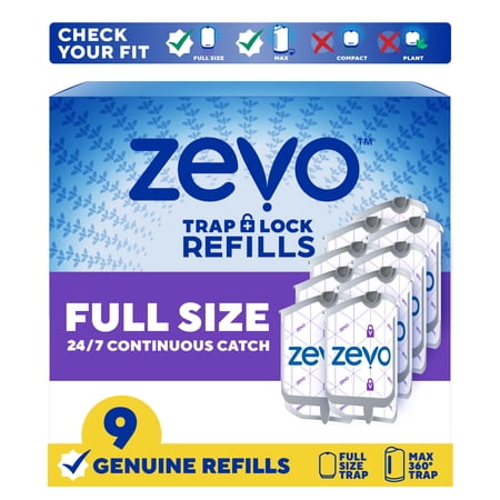 Zevo Full Size Refill: 9 Indoor Light Trap Refill Cartridges Capture House Flies, Fruit Flies, and Gnats (9 Full Size Refill Cartridges)