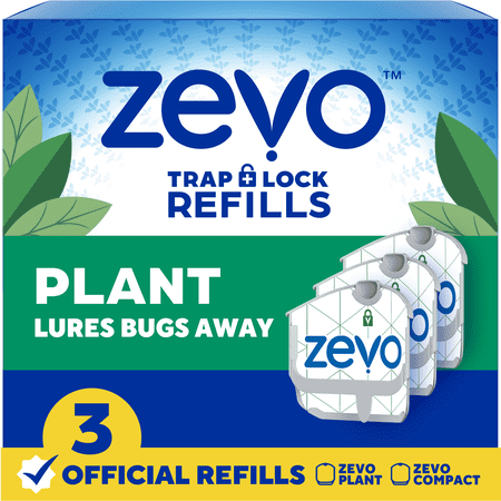 Zevo Plant Flying Insect Trap Refill: Indoor Light Trap Refill Cartridges Capture House Flies, Fruit Flies, and Gnats - 3 Refill Cartridges