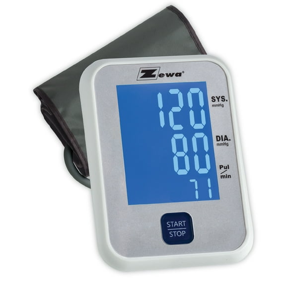 Zewa Bluetooth Arm Blood Pressure Monitor | 60-Reading Memory | Irregular Heartbeat Detection | Illuminated Display | Adjustable Cuff (8.7-16.5) | Includes Batteries