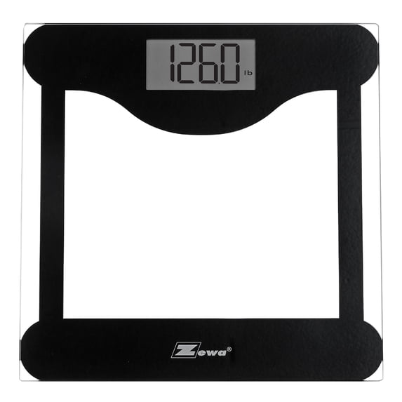 Zewa Digital Bathroom Scale | Elegant Design | Tempered Glass | Measures Up to 330 lbs / 150 Kg | Low Profile | Metric & Standard Units | Easy to Use