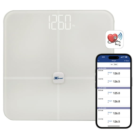 Zewa Smart Digital Biometrics Scale, Measures 12 Body Composition Metrics, 397 lbs / 180 Kg Capacity