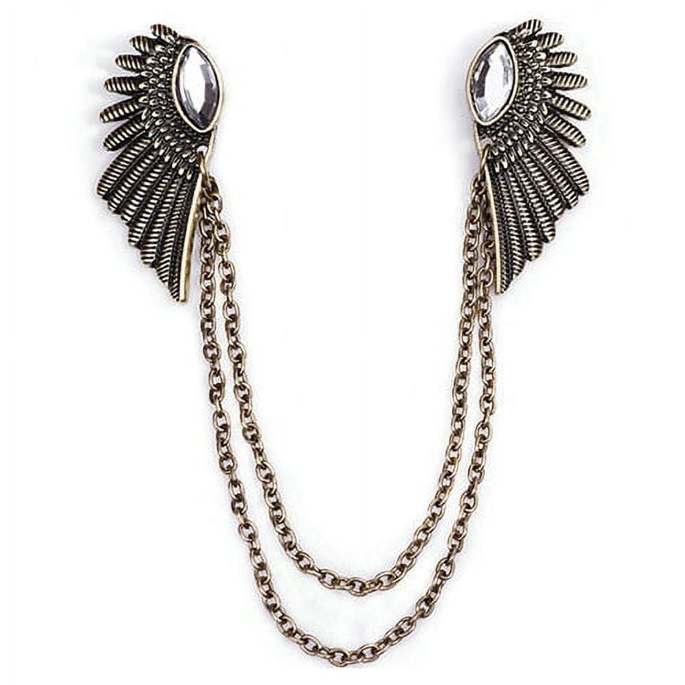 GOMAKERER 7 Pcs Snake Collar Pin Chains - Antique Silver Tassel Brooch For Suit & Dress Decor