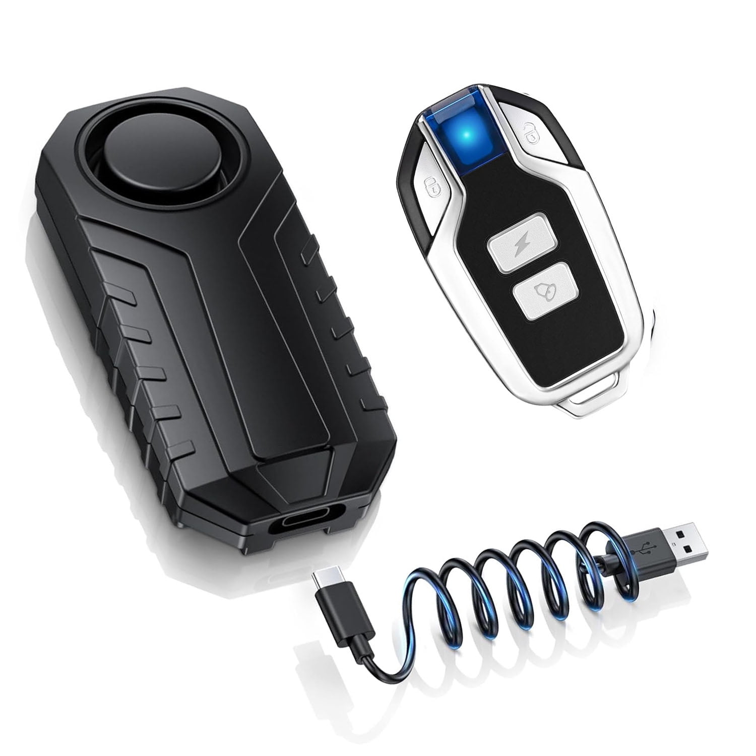 Zexmte Upgraded Rechargeable Bike Alarm, Wireless Vibration Motion Sensor Antitheft Bike Alarm, IP65 Waterproof Motorcycle Alarm with Remote, Bike Accessories, for Ebikes Bike Scooter Car