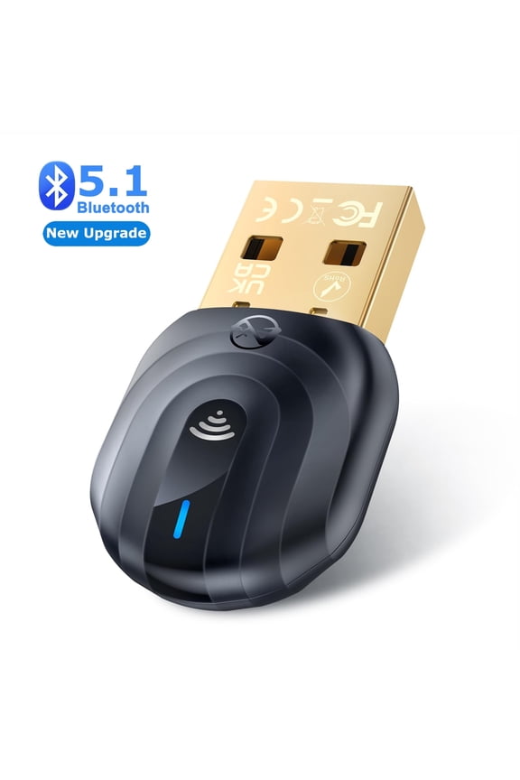5.1 USB Bluetooth Adapter for PC, Bluetooth Dongle for PC, 50M/164FT Long Range Stable Signal, with FPC Antenna, Windows 11/10/8 Plug & Play