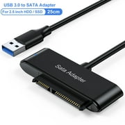Zexmte USB A to 2.5" SATA Adapter Cable,USB 3.0 Hard Disk Drive SATA Cable for SSD HDD Extension, High Speed Data Transmission SATA to USB Cable Compatible with Windows, Mac OS, Linux，25CM