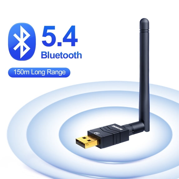 Zexmte USB Bluetooth Adapter PC,Bluetooth 5.4 Dongle with Antena 150M Long Range Signal Receiver Desktop Adapter Plug &Play Bluetooth Adapter for PC Windows 11/10/8.1/7