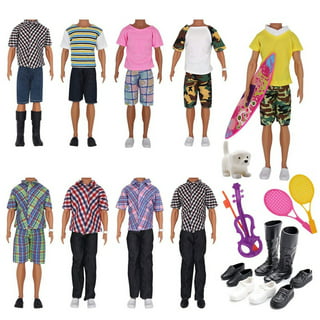 5 Set/pack 3 Handmade Men's Doll Outfit Pants T-shirt Casual Daily Wear 2  Chaussures Pantoufles Vêtements pour Barbie Doll Ken Accessoires