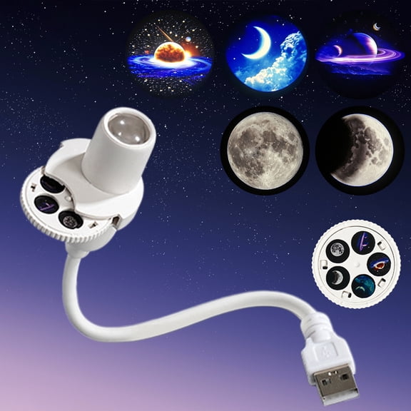 Zexumo Galaxy Star Projector Night Light, USB Powered Starry Sky Planet Nebula Projection Lamp with 360° Bendable Gooseneck for Bedroom Car Camping Party Decor (5 Patterns)