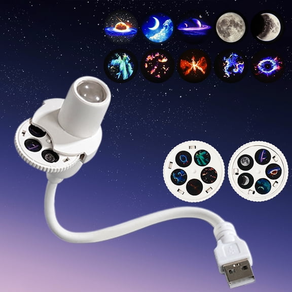 Zexumo Galaxy Star Projector Night Light, USB Powered Starry Sky Planet Nebula Projection Lamp with 360° Bendable Gooseneck for Bedroom Car Camping Party Decor (10 Patterns)