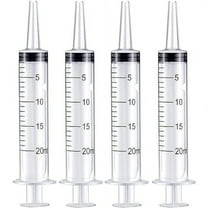 Zexumo Large Plastic Syringe 4 Pack Measuring Syringe Tools Dispensing Multiple Uses, Cat Dog Feeding, 20 ml