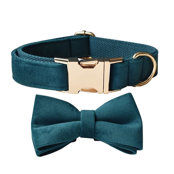 Zeya Bowtie Dog Collar, Velvet Dog Collars with Detachable Bowtie Metal Buckle, Soft Comfortable Adjustable Bow Tie Collars for Small Medium Large Dogs