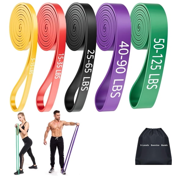 Zeya Resistance Bands for Working Out: 5-Levels Exercise Bands Set - Pull Up Assistance Elastic Silicone - Physical Therapy/Training/Stretching- Home Gym for Women and Men