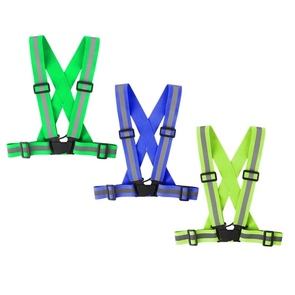 Zeya Running Reflective Vest Gear 3 Pack Adjustable Safety Vest for Women Men High Visible Reflective Straps Vest for Running Cycling Motorcycling(Green,Orange,Yellew)
