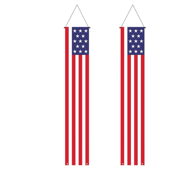 Zeyigg 4th of July Porch Hanging Banner, Patriotic Independence Day Vertical Door Curtain Flag, 12x71 Inch Fourth of July Decor for Outdoor Front Door Porch,b