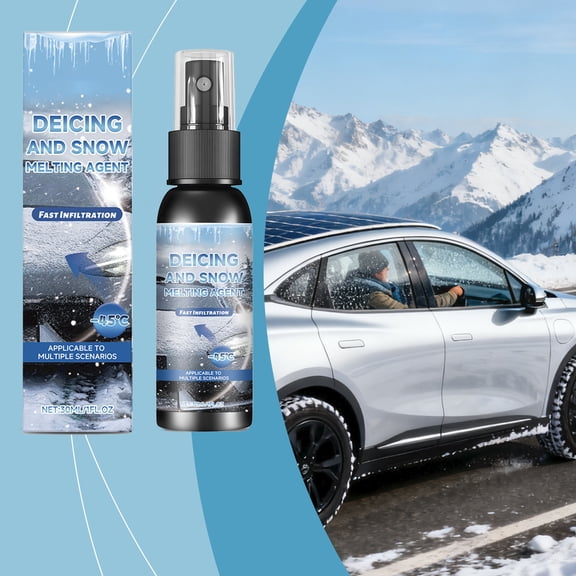 Zeyigg Car Rearview Mirror Deicer Spray – 1 fl oz Fast Acting Ice Melt & Defroster Spray for Auto Glass, Quick Deicing Agent for Windshield, Windows & Mirrors to Prevent Frost in Winter,Black