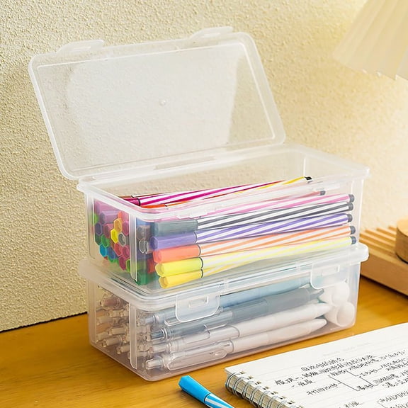 Zeyigg Clear Pen Storage Case – Transparent Pencil Holder & Desktop Organizer for Students, Sketch Markers, Colored Pencils, Art Supplies & Stationery Storage Box,White