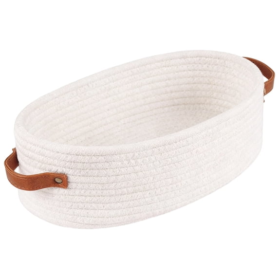 Zeyigg Cotton Rope Storage Basket with Handles, Round Woven Basket for Toys Snacks Plants, Decorative Home Organization Living Room ,A
