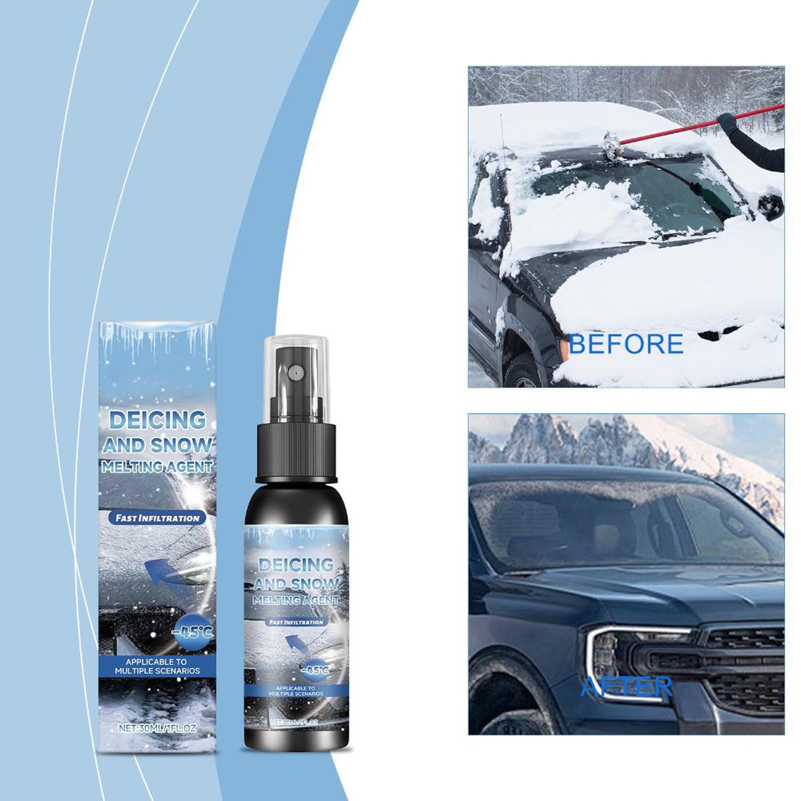 Zeyigg Fast Ice Melt Spray for Cars – 1 fl oz Quick Penetrating ...