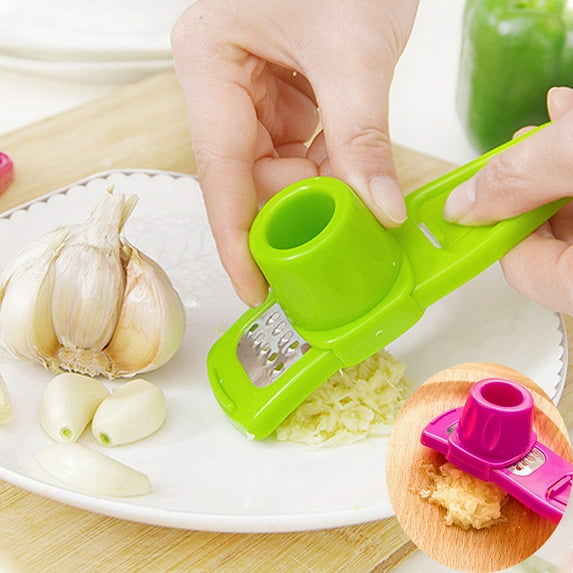 Zeyigg Multifunction Manual Stainless Steel Pressing Garlic Cutter Shredder Kitchen Tool,Garlic Mincer,Garlic Slicer & Press,Portable Kitchen Gadget,Garlic GraterHot Pink